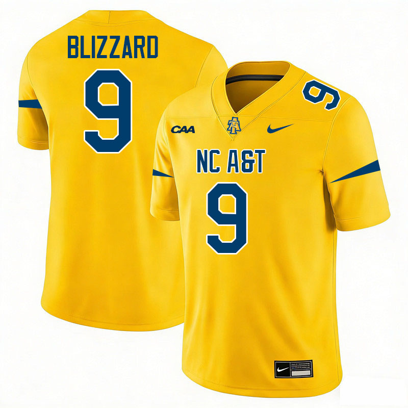 North Carolina A&T Aggies #9 Shimique Blizzard College Football Jerseys,Uniforms-Gold
